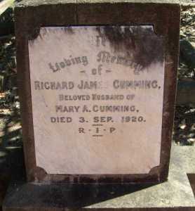 Grave - Richard James CUMMING (c1860-1920) Sth Brisbane Cemetery, QLD