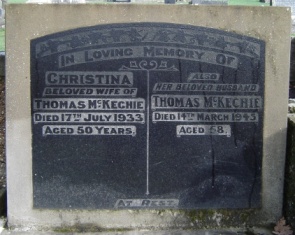 Grave - Christina McKECHIE (nee HUNTER)(1883-1933), Green Island, NZ